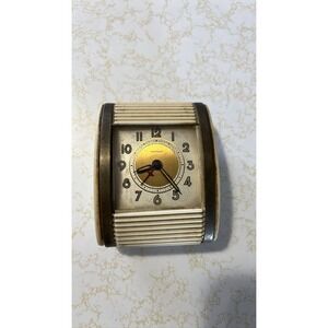 Westclox Art Deco Roll Top Alarm Clock Cream Gold Wind Up